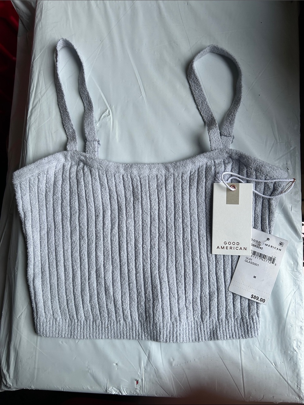 Good American Light Gray Ribbed Tank Top